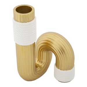 Vaso Decorativo Tubo, Oro, Poliestere, 10,7x10,7x18,3 cm, Seven Design