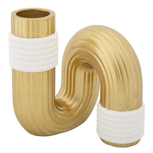 Vaso Decorativo Tubo 1, Oro, Poliestere, 10,5x10,5x12,7 cm, Seven Design
