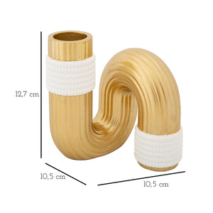 Vaso Decorativo Tubo 1, Oro, Poliestere, 10,5x10,5x12,7 cm, Seven Design