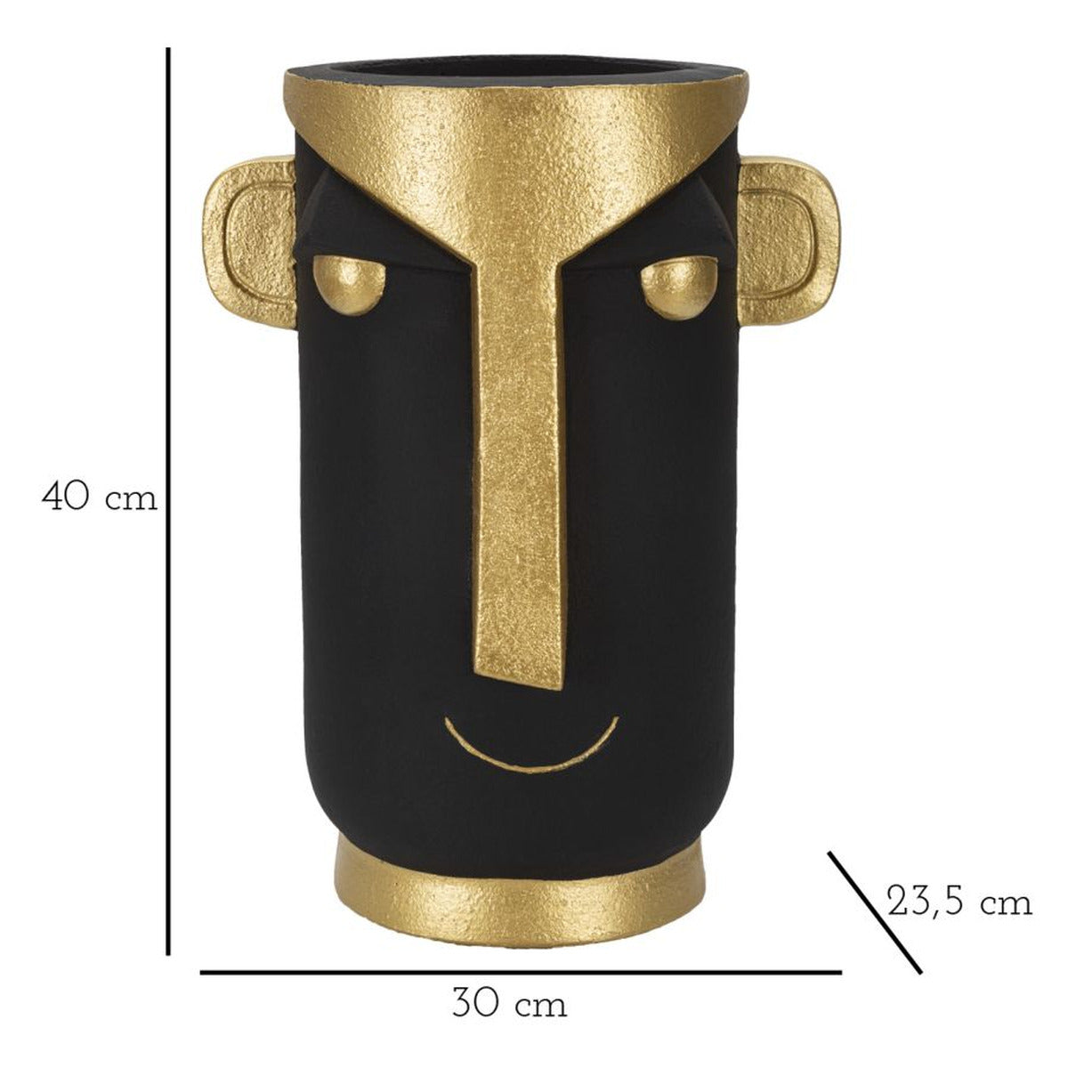 Vaso Decorativo Viso 22, Nero, Poliresina, 30x23,5x40 cm, Seven Design