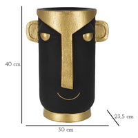 Vaso Decorativo Viso 22, Nero, Poliresina, 30x23,5x40 cm, Seven Design