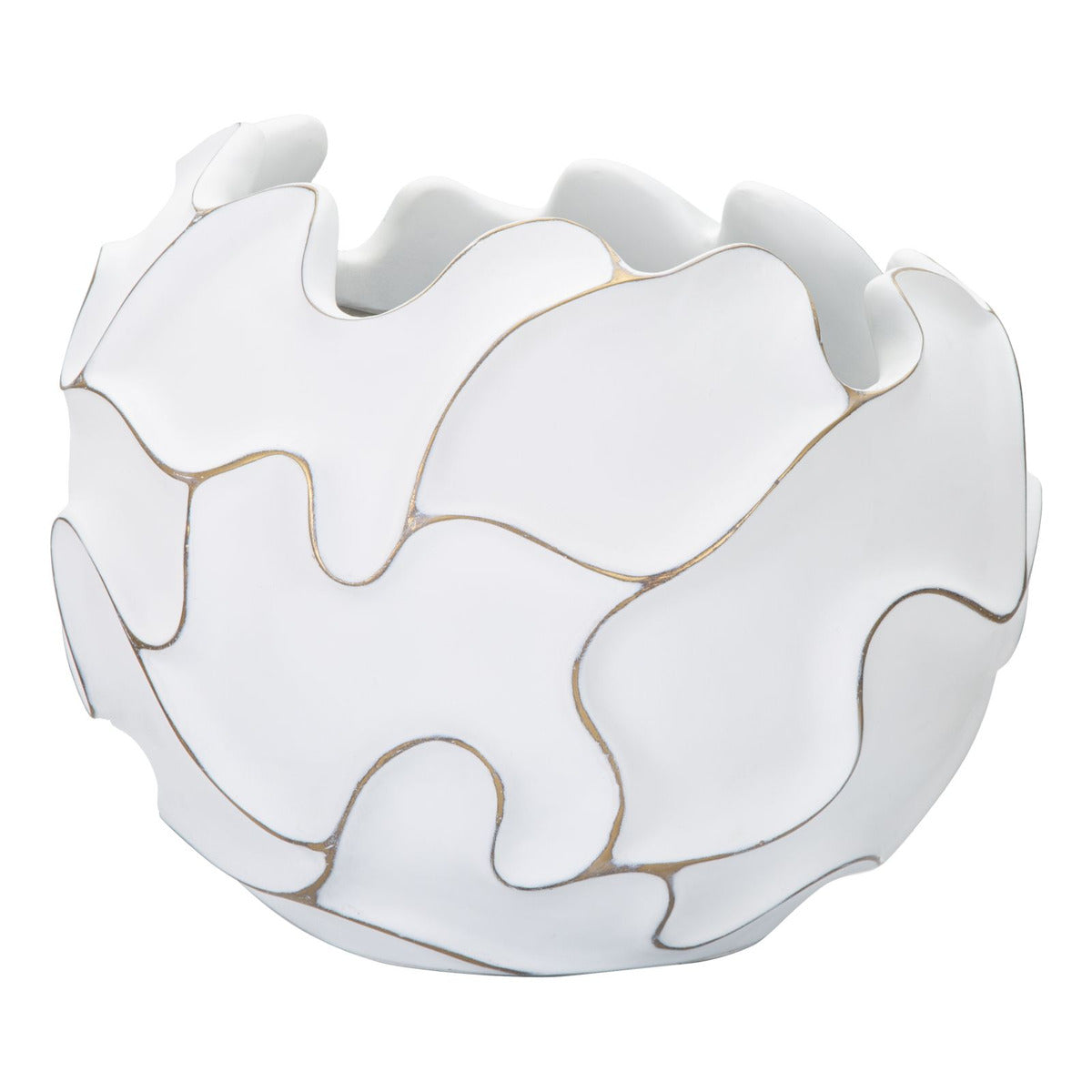 Vaso Decorativo MF658, Bianco, Poliresina, 44x44x37 cm, Seven Design