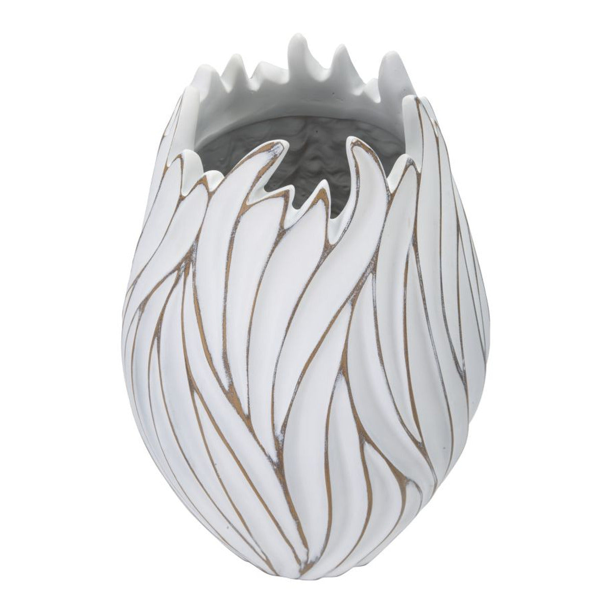 Vaso Decorativo MF668, Bianco, Poliresina, 27x27x41,5 cm, Seven Design