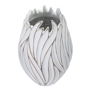 Vaso Decorativo MF668, Bianco, Poliresina, 27x27x41,5 cm, Seven Design