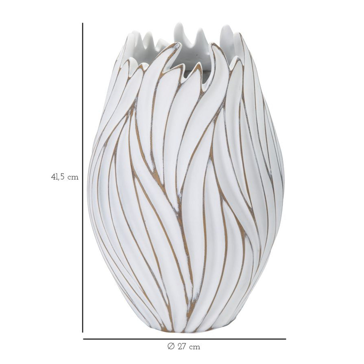 Vaso Decorativo MF668, Bianco, Poliresina, 27x27x41,5 cm, Seven Design