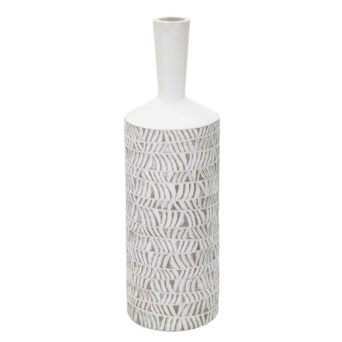 Vaso Decorativo MF679, Bianco, Poliresina, 15x15x49,5 cm, Seven Design