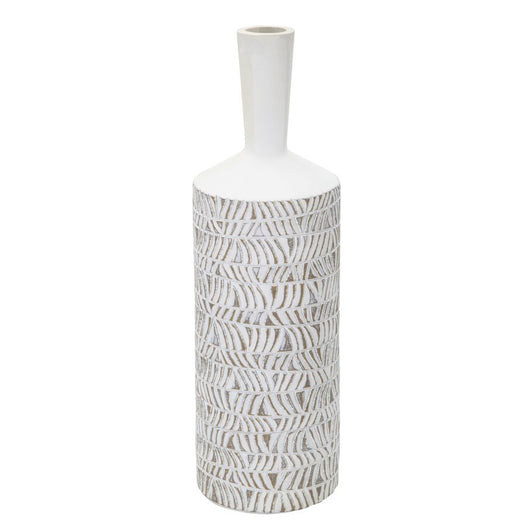 Vaso Decorativo MF679, Bianco, Poliresina, 15x15x49,5 cm, Seven Design