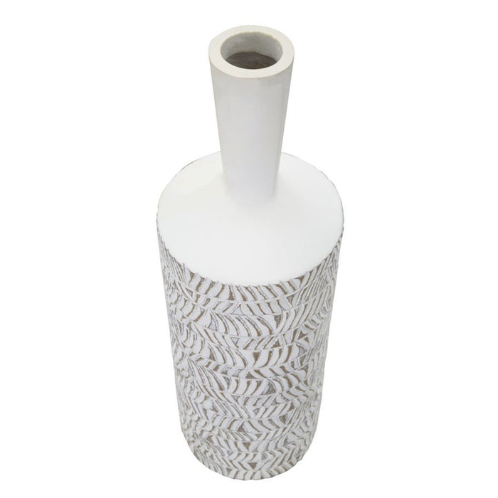 Vaso Decorativo MF679, Bianco, Poliresina, 15x15x49,5 cm, Seven Design
