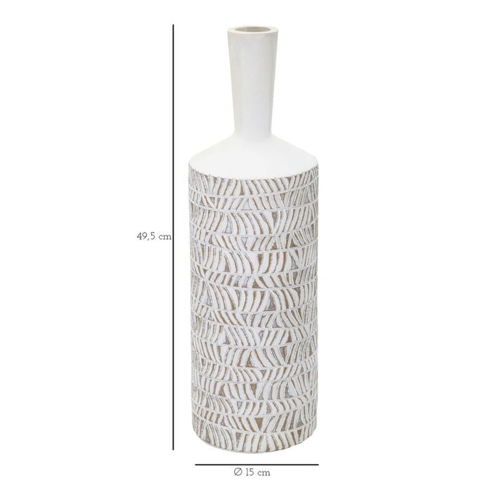 Vaso Decorativo MF679, Bianco, Poliresina, 15x15x49,5 cm, Seven Design