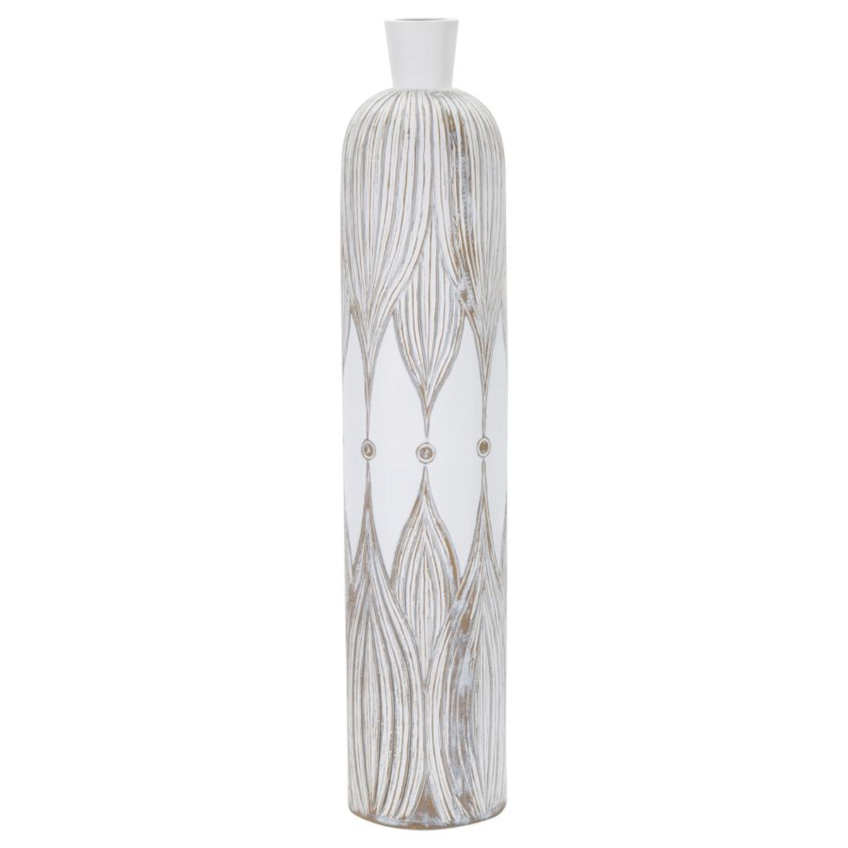Vaso Decorativo MF663, Bianco, Poliresina, 15,5x15,5x74 cm, Seven Design