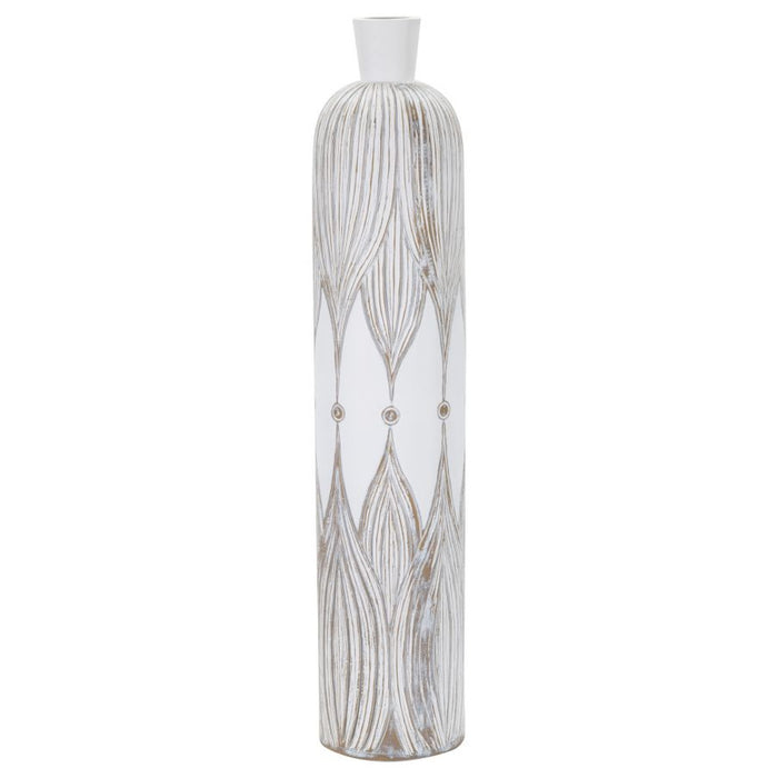 Vaso Decorativo MF663, Bianco, Poliresina, 15,5x15,5x74 cm, Seven Design