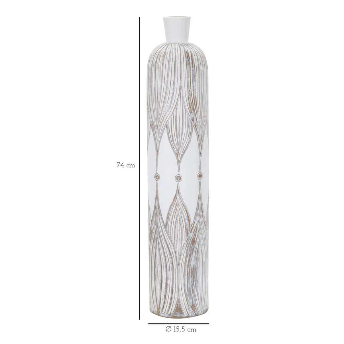 Vaso Decorativo MF663, Bianco, Poliresina, 15,5x15,5x74 cm, Seven Design