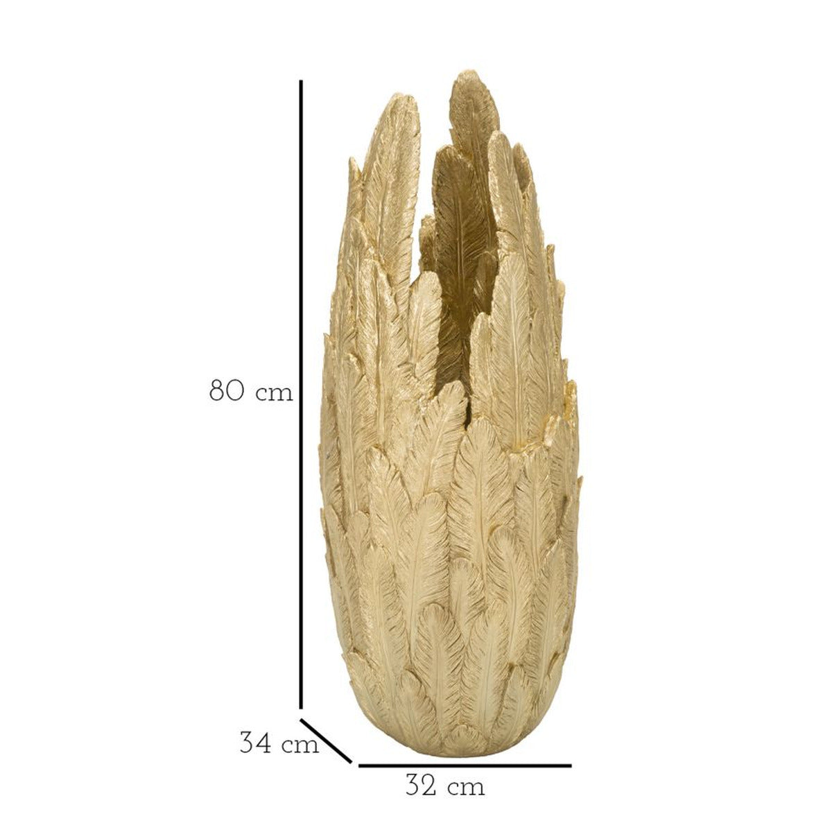 Vaso Decorativo MF653, Oro, Poliresina, 32x34x80 cm, Seven Design