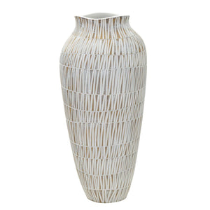 Vaso Decorativo MF666, Bianco, Poliresina, 23x23x50 cm, Seven Design