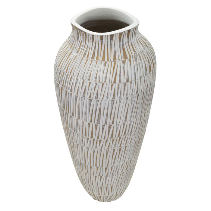 Vaso Decorativo MF666, Bianco, Poliresina, 23x23x50 cm, Seven Design