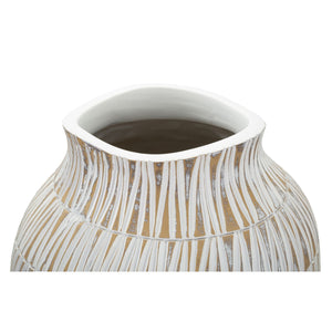 Vaso Decorativo MF666, Bianco, Poliresina, 23x23x50 cm, Seven Design
