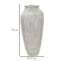 Vaso Decorativo MF666, Bianco, Poliresina, 23x23x50 cm, Seven Design