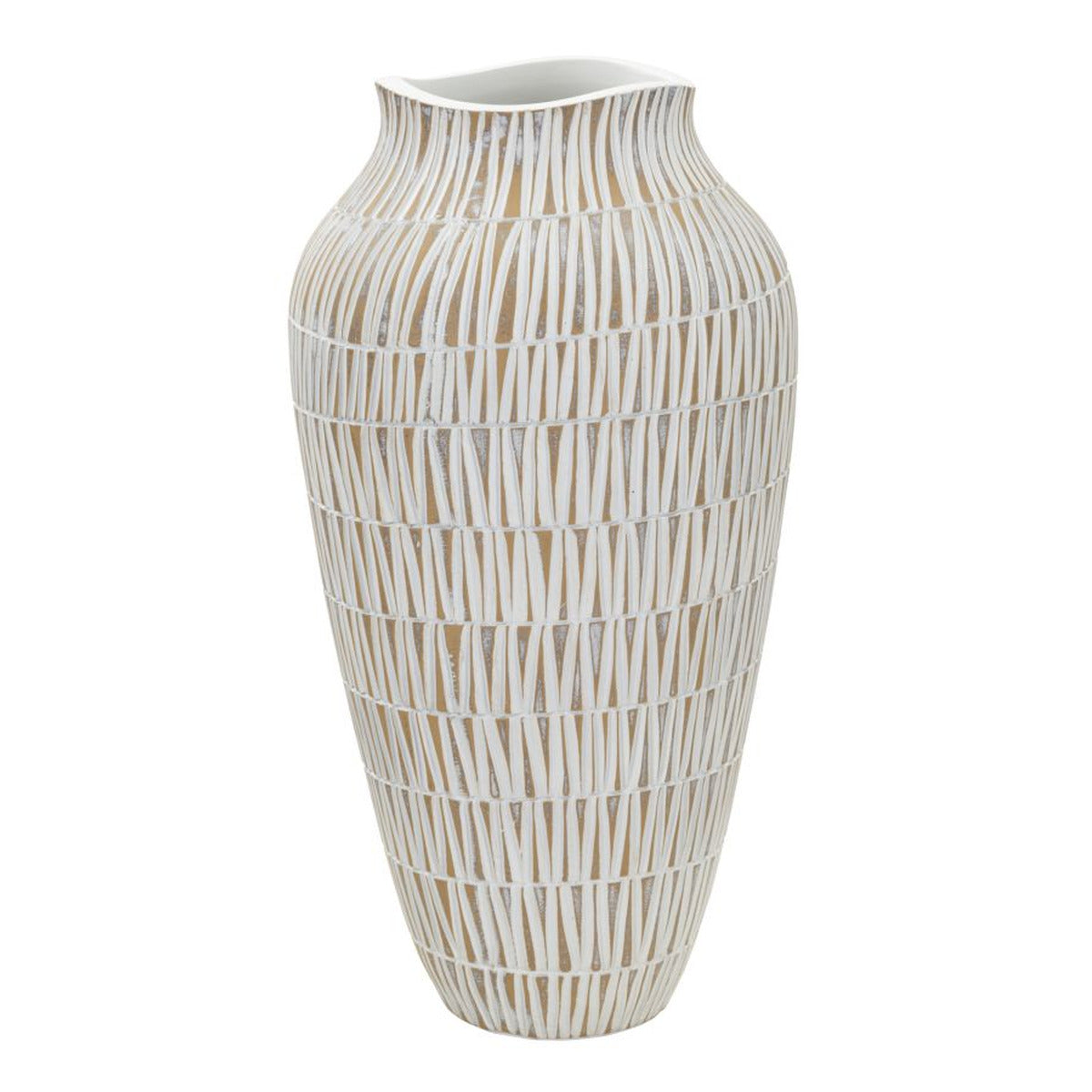 Vaso Decorativo MF676, Bianco, Poliresina, 22x22x44 cm, Seven Design