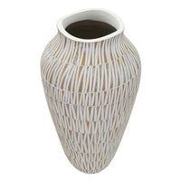 Vaso Decorativo MF676, Bianco, Poliresina, 22x22x44 cm, Seven Design
