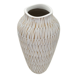 Vaso Decorativo MF676, Bianco, Poliresina, 22x22x44 cm, Seven Design