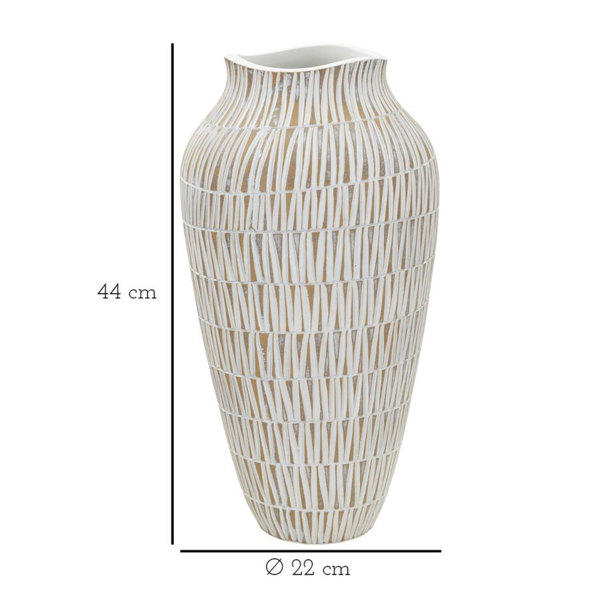 Vaso Decorativo MF676, Bianco, Poliresina, 22x22x44 cm, Seven Design