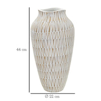 Vaso Decorativo MF676, Bianco, Poliresina, 22x22x44 cm, Seven Design