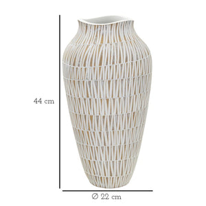Vaso Decorativo MF676, Bianco, Poliresina, 22x22x44 cm, Seven Design