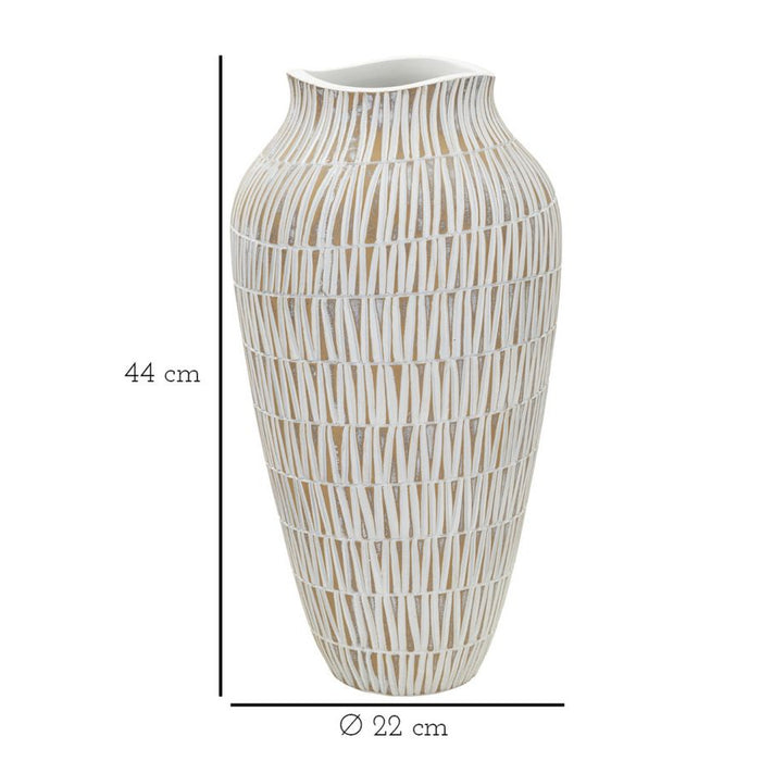 Vaso Decorativo MF676, Bianco, Poliresina, 22x22x44 cm, Seven Design