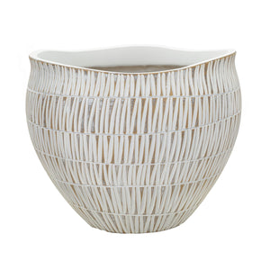 Vaso Decorativo MF669, Bianco, Poliresina, 30,5x30,5x24,5 cm, Seven Design