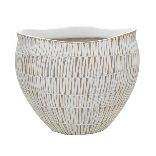 Vaso Decorativo MF669, Bianco, Poliresina, 30,5x30,5x24,5 cm, Seven Design