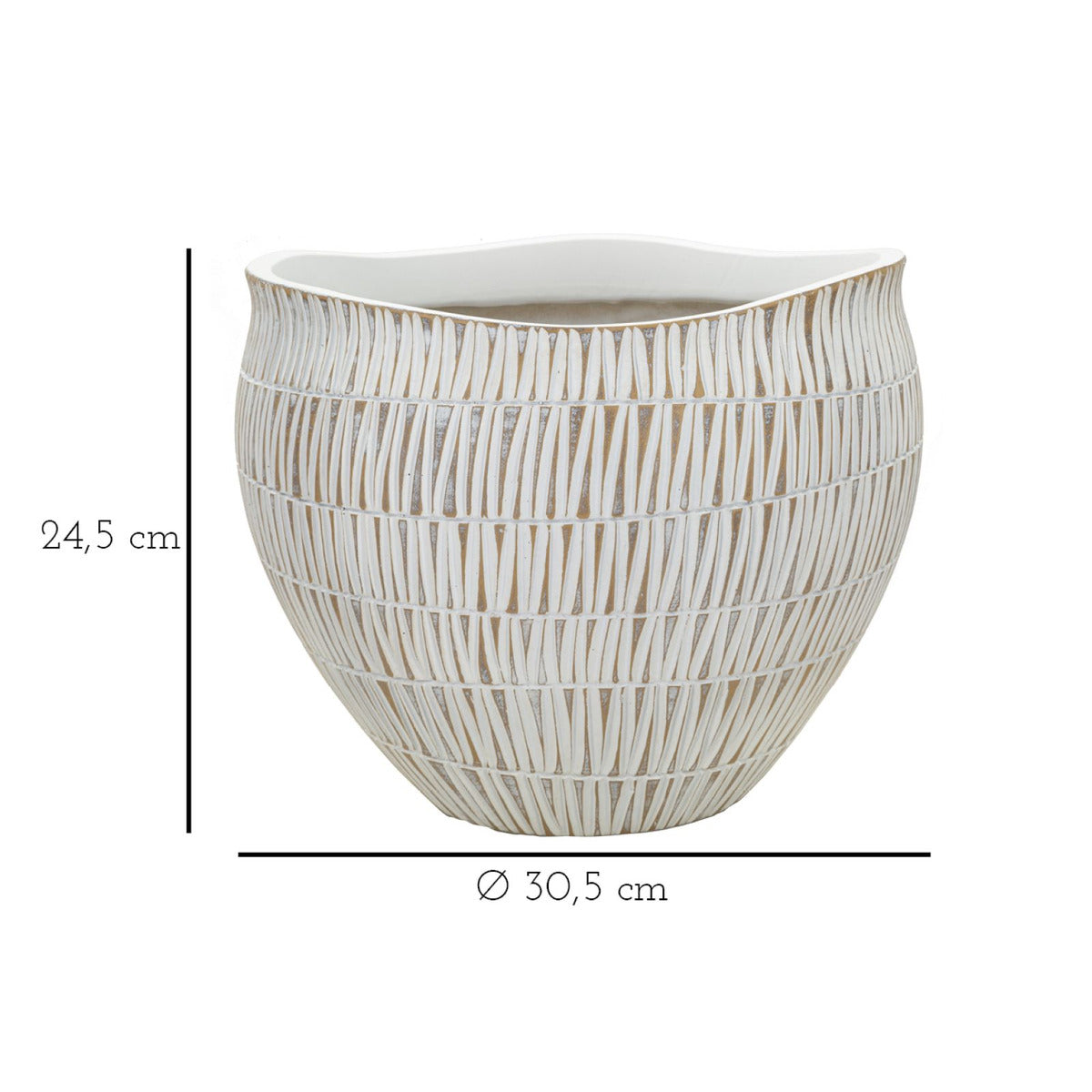 Vaso Decorativo MF669, Bianco, Poliresina, 30,5x30,5x24,5 cm, Seven Design