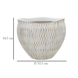 Vaso Decorativo MF669, Bianco, Poliresina, 30,5x30,5x24,5 cm, Seven Design