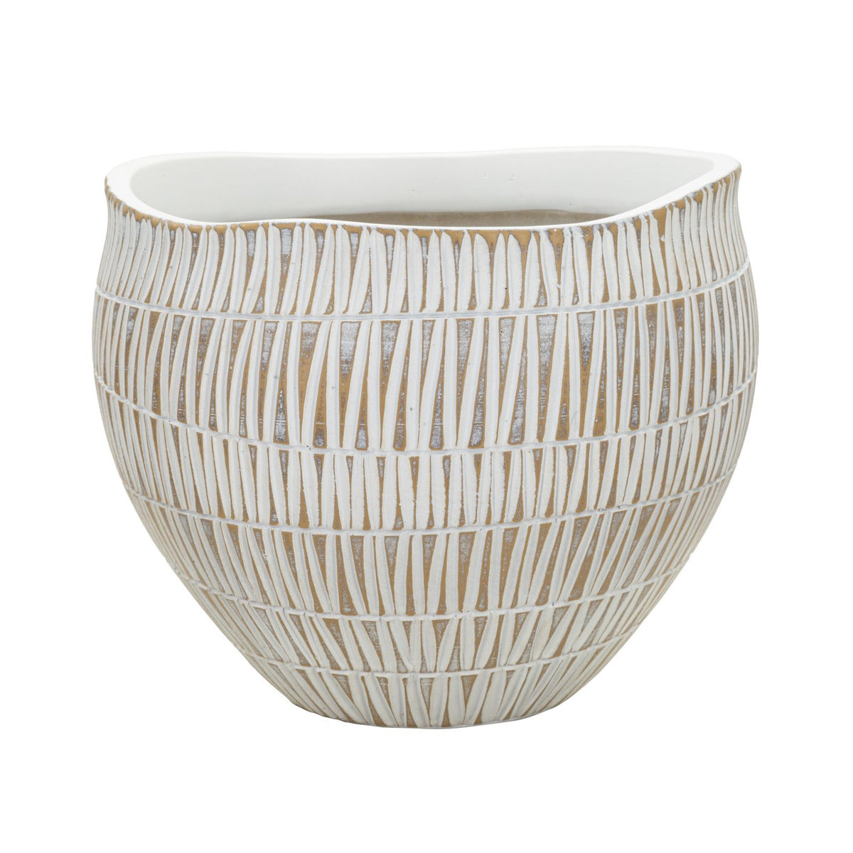 Vaso Decorativo MF683, Bianco, Poliresina, 26x26x20,5 cm, Seven Design