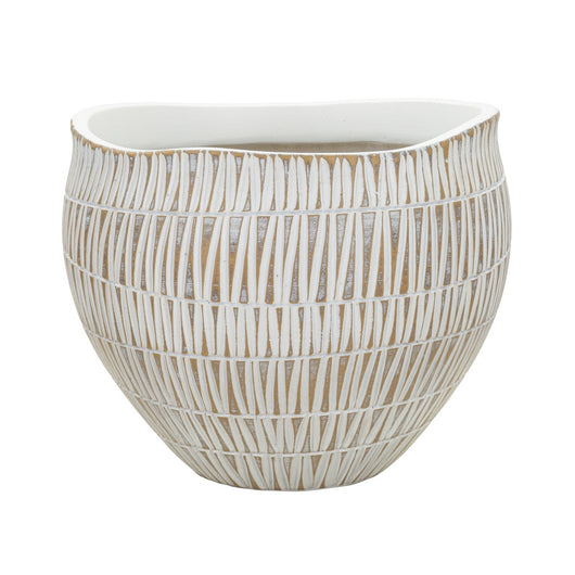 Vaso Decorativo MF683, Bianco, Poliresina, 26x26x20,5 cm, Seven Design