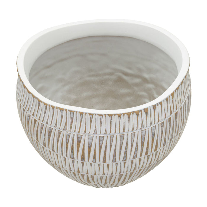 Vaso Decorativo MF683, Bianco, Poliresina, 26x26x20,5 cm, Seven Design