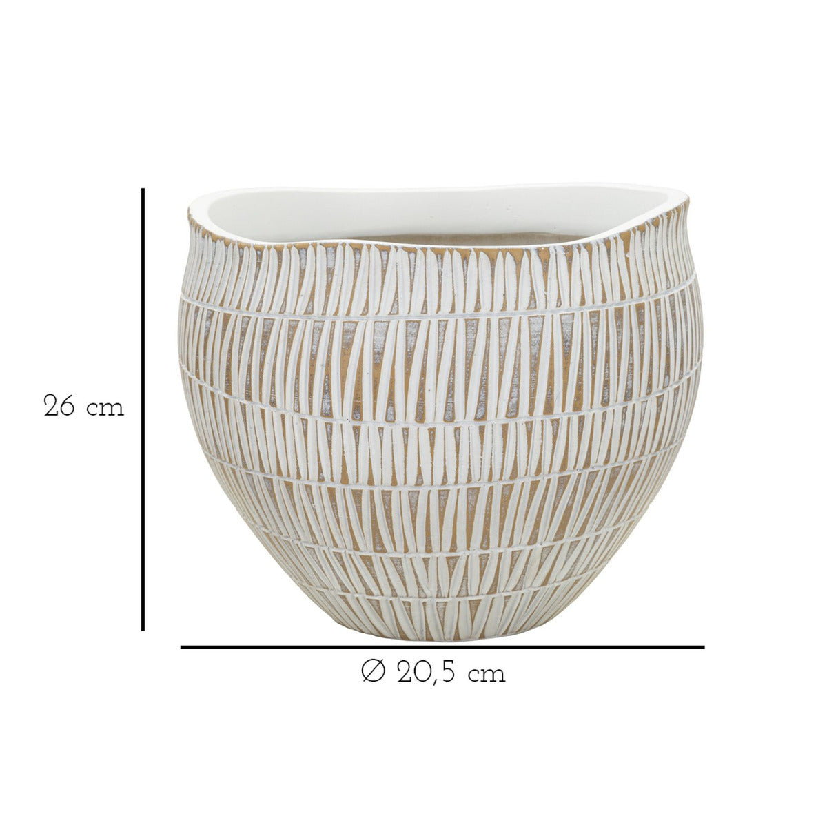 Vaso Decorativo MF683, Bianco, Poliresina, 26x26x20,5 cm, Seven Design