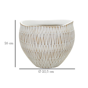 Vaso Decorativo MF683, Bianco, Poliresina, 26x26x20,5 cm, Seven Design