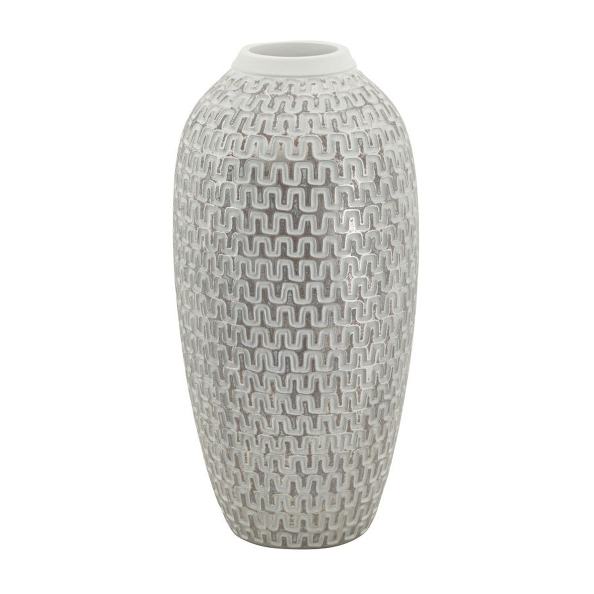 Vaso Decorativo MF675, Bianco, Poliresina, 21x21x43 cm, Seven Design