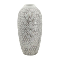 Vaso Decorativo MF675, Bianco, Poliresina, 21x21x43 cm, Seven Design