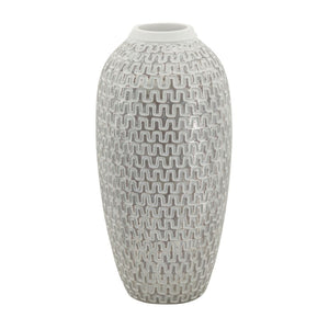 Vaso Decorativo MF675, Bianco, Poliresina, 21x21x43 cm, Seven Design