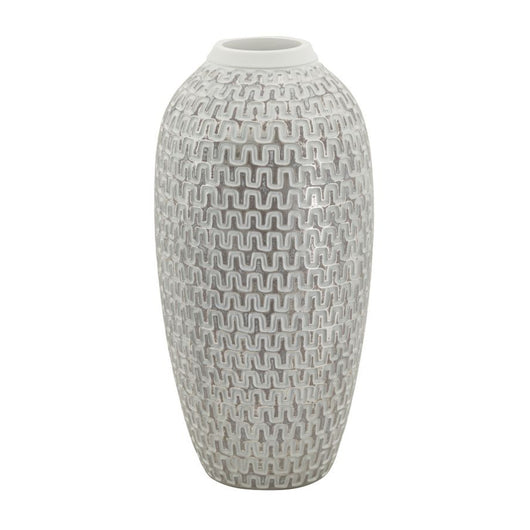 Vaso Decorativo MF675, Bianco, Poliresina, 21x21x43 cm, Seven Design
