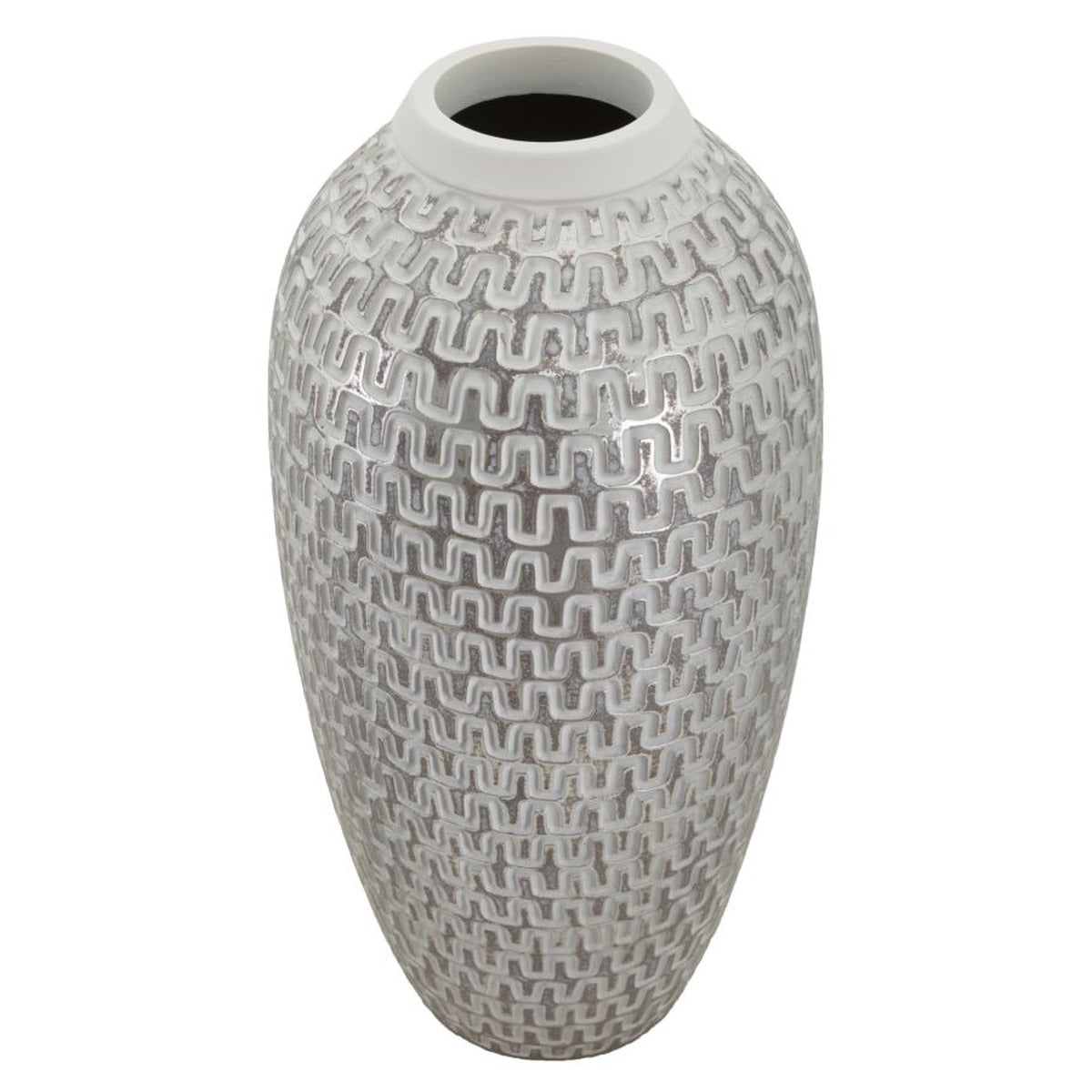 Vaso Decorativo MF675, Bianco, Poliresina, 21x21x43 cm, Seven Design