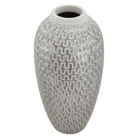 Vaso Decorativo MF675, Bianco, Poliresina, 21x21x43 cm, Seven Design