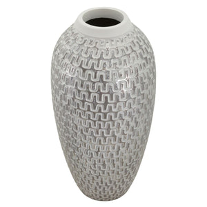 Vaso Decorativo MF675, Bianco, Poliresina, 21x21x43 cm, Seven Design