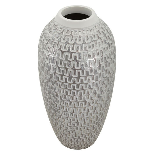 Vaso Decorativo MF675, Bianco, Poliresina, 21x21x43 cm, Seven Design