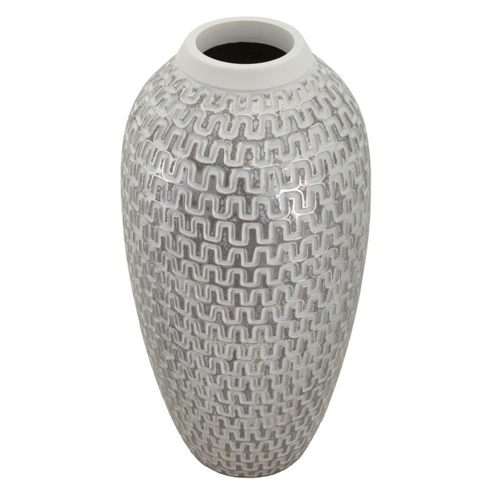 Vaso Decorativo MF675, Bianco, Poliresina, 21x21x43 cm, Seven Design