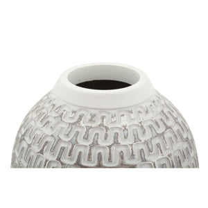 Vaso Decorativo MF675, Bianco, Poliresina, 21x21x43 cm, Seven Design