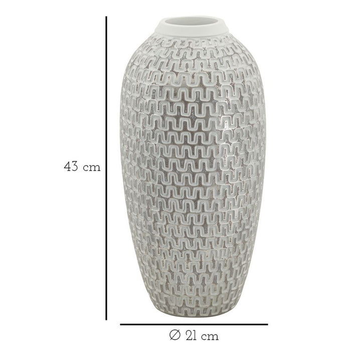 Vaso Decorativo MF675, Bianco, Poliresina, 21x21x43 cm, Seven Design