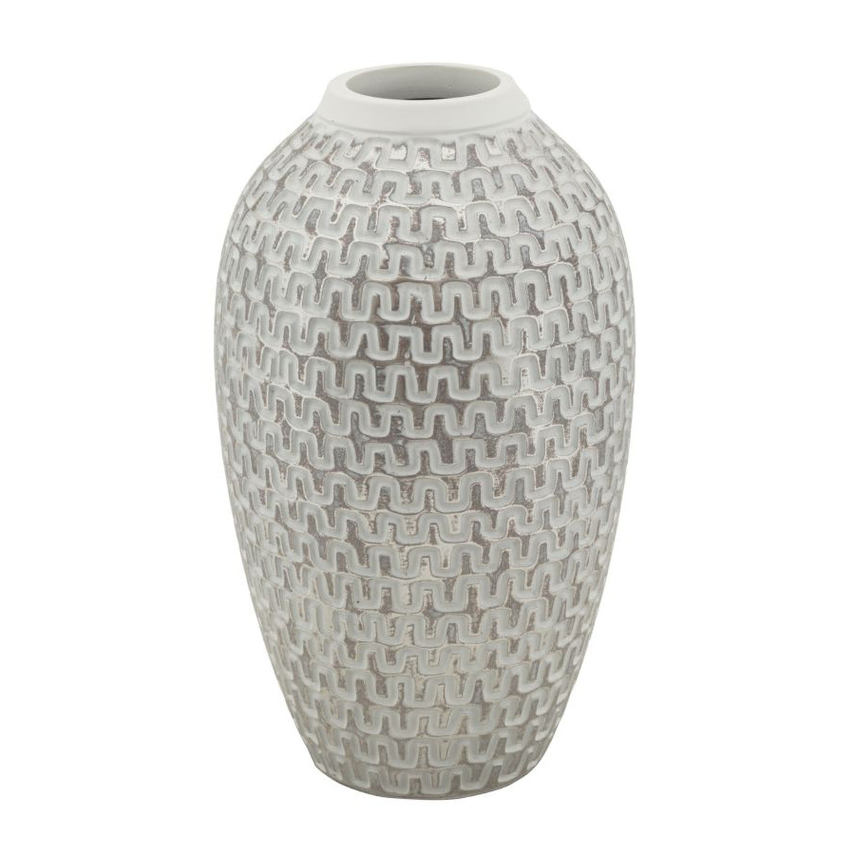 Vaso Decorativo MF682, Bianco, Poliresina, 19,5x19,5x34 cm, Seven Design