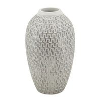 Vaso Decorativo MF682, Bianco, Poliresina, 19,5x19,5x34 cm, Seven Design